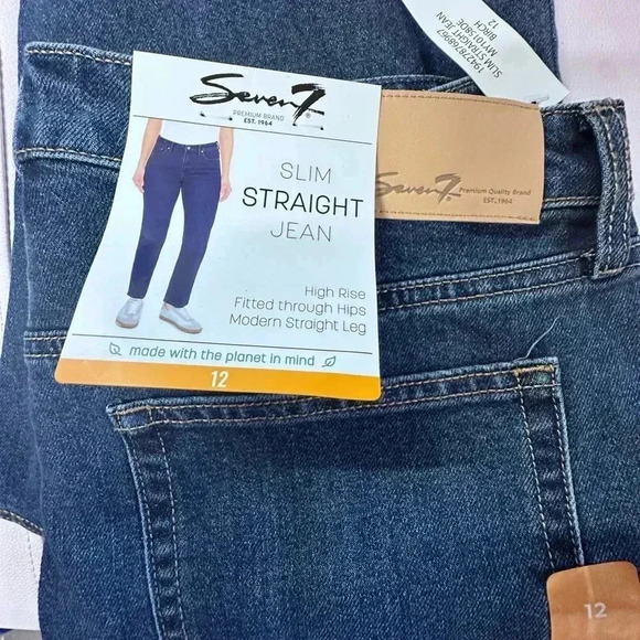 Seven7 Blue Slim Straight High Rise  Relaxed Jeans - Picture 3 of 5
